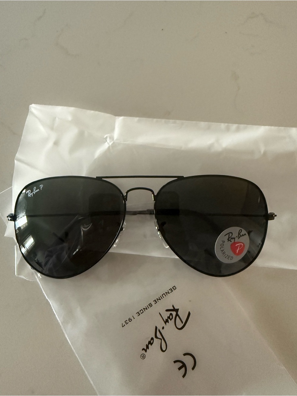 Ray-Ban Black Aviator Sunglasses for Men polarized size 62